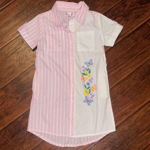 Charming Kids Button Down Shirt with Butterfly Accents